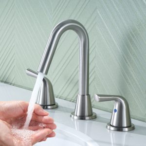 Brushed Nickel 8 in. Widespread Bathroom Faucet with Pop Up Drain