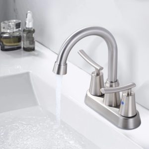 Modern 4 in. Centerset Brushed Nickel Two Handle Bathoom Faucet